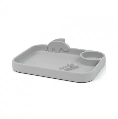 piatto a scomparti peekaboo - croco e zeebe - grigio - 100% silicone alimentare
