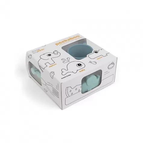 set pappa peekaboo deer friends blu - con piatto + tazza con manici + forchetta: 2