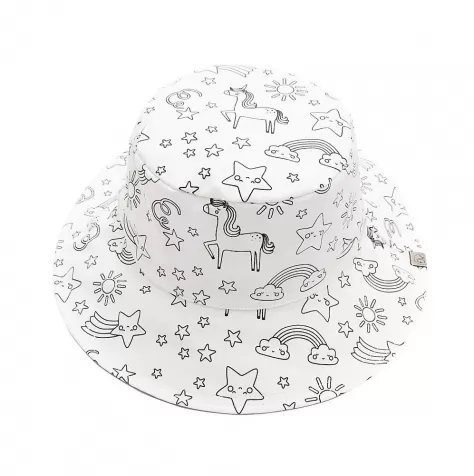 cappello estivo reversibile da colorare con pennarelli - 100% cotone - unicorno 4-6 anni