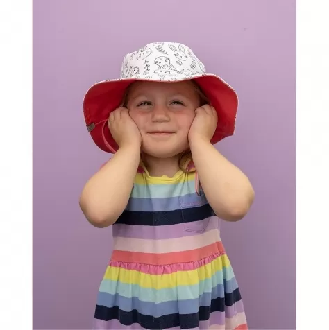 cappello estivo reversibile da colorare con pennarelli - 100% cotone - coniglietto 4-6 anni