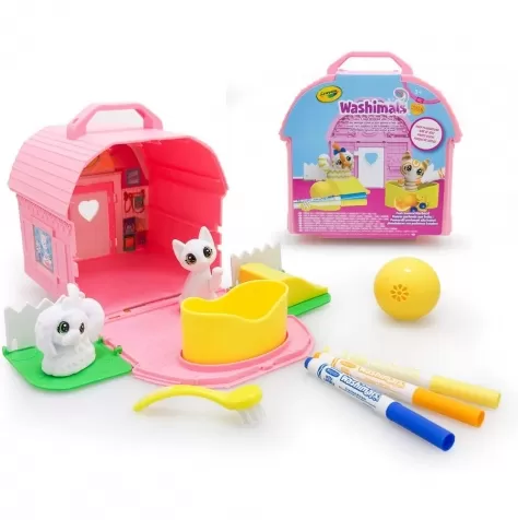 washimals pets set parco giochi con 2 animali e 3 colori