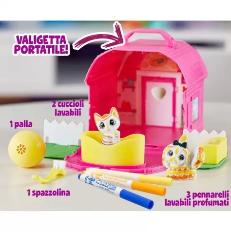 washimals pets set parco giochi con 2 animali e 3 colori