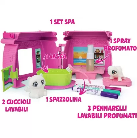 washimals pets spa profumata con 2 animali e 3 colori