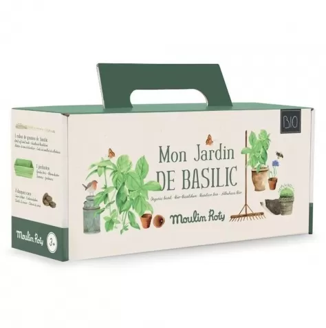 mini kit coltivazione basilico - terra, semi, vaso in resina