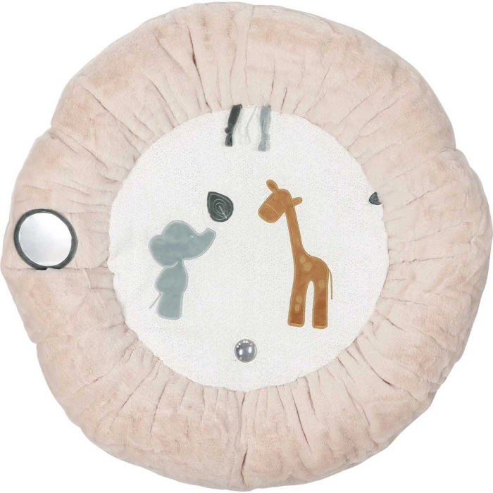 tappeto pouf con archi luna e axel in peluche beige - 90x90cm