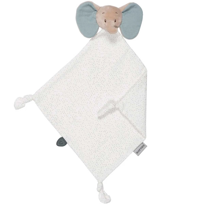 doudou in cotone axel l'elefante bianco e azzurro 50x50cm