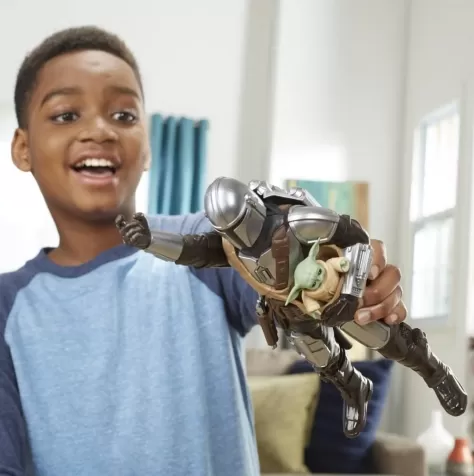 star wars mandalorian personaggio 30cm di mandaloriano e grogu con effetti sonori