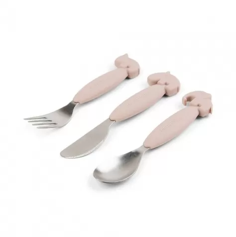 set 3 posate anti-scivolo - forchetta, cucchiaio e coltello - cipria - silicone alimentare e acciaio inossidabile: 2