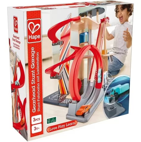 garage con corsia acrobatica e stazione di ricarica + 2 macchinine