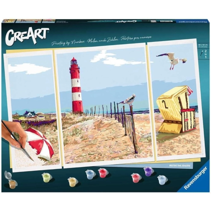 Ravensburger - CreArt Trittico, Spiaggia del nord, Kit per Dipingere con i  Numeri, Contiene 3 Tavole Prestampate (complessivamente 50 x 80 cm),  Pennello, Colori e Accessori, Gioco Creativo e Relax per Adulti 14+ Anni a  39,99 €