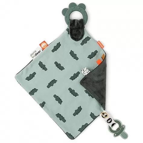 doudou con massaggiagengive croco verde -22x22 cm
