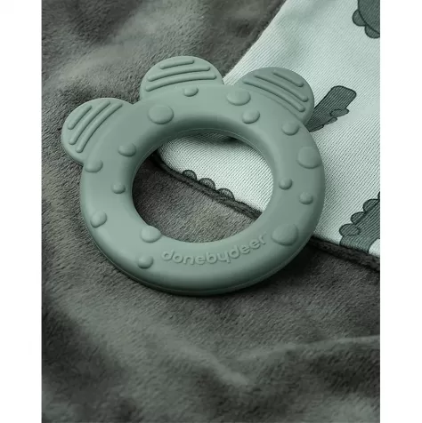 doudou con massaggiagengive croco verde -22x22 cm
