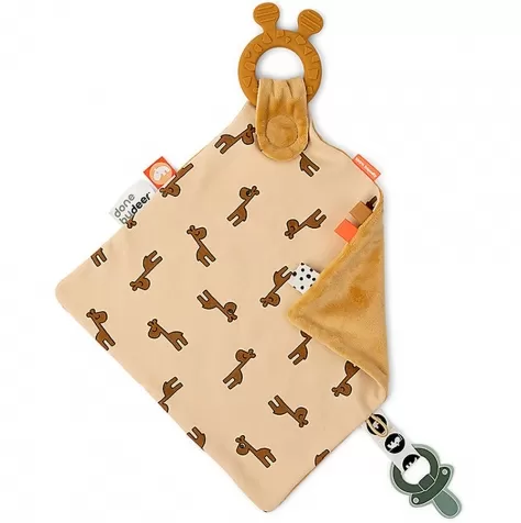 doudou con massaggiagengive raffi mostarda -22x22 cm