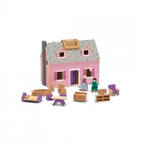 casa delle bambole in legno trasportabile fold & go - personaggi inclusi!: 1