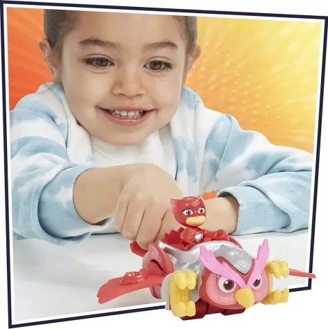 pj masks - veicolo animal power deluxe di gufetta con personaggio