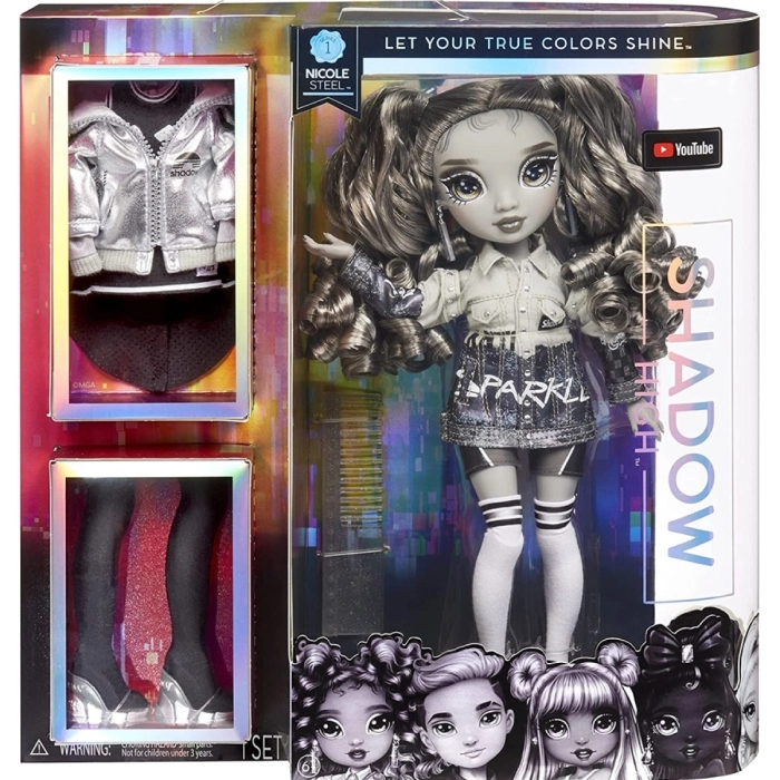 rainbow high shadow high nicole steel fashion doll 30cm serie 1: 1