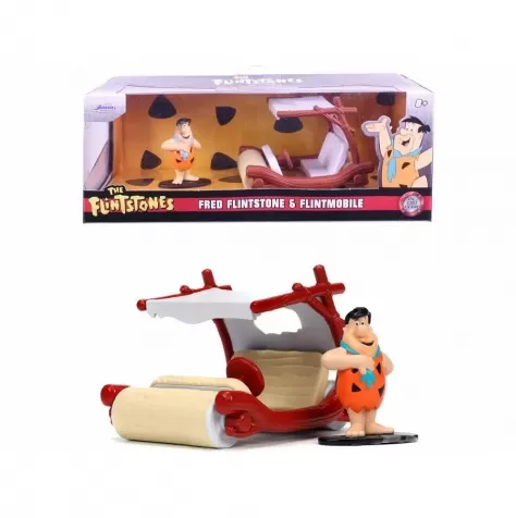 fred flinstone family car - 1:32 die cast + personaggio