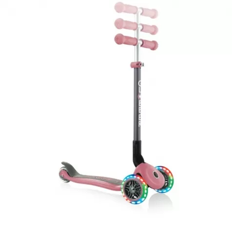 globber primo foldable lights - monopattino a tre ruote pieghevole - pastel pink: 1
