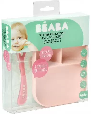 set pappa da apprendimento in silicone - piatto triscomparto + cucchiaio da 2 anni - rosa: 4