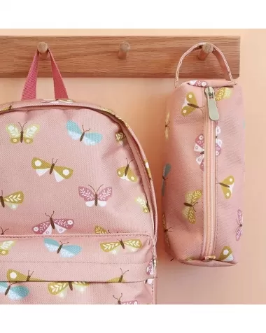 astuccio per la scuola con chiusura a zip - farfalle - 20x8x7 cm