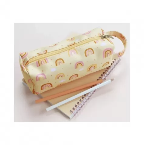 astuccio per la scuola con chiusura a zip - arcobaleni - 20x8x7 cm: 2