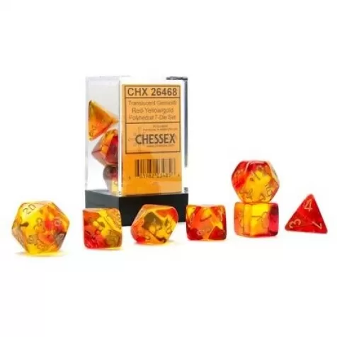 gemini rosso+giallo/oro luminary - set di 7 dadi poliedrici: 2