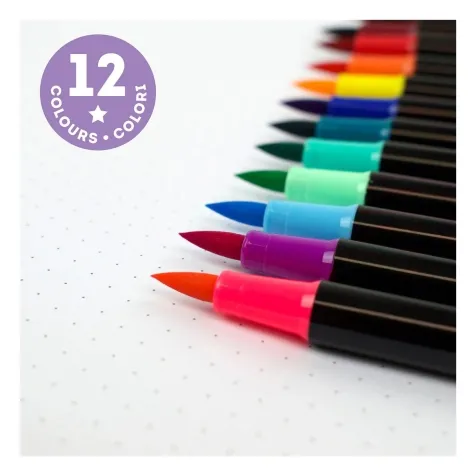 set di 12 pennarelli con punta a pennello - brush markers multicolor