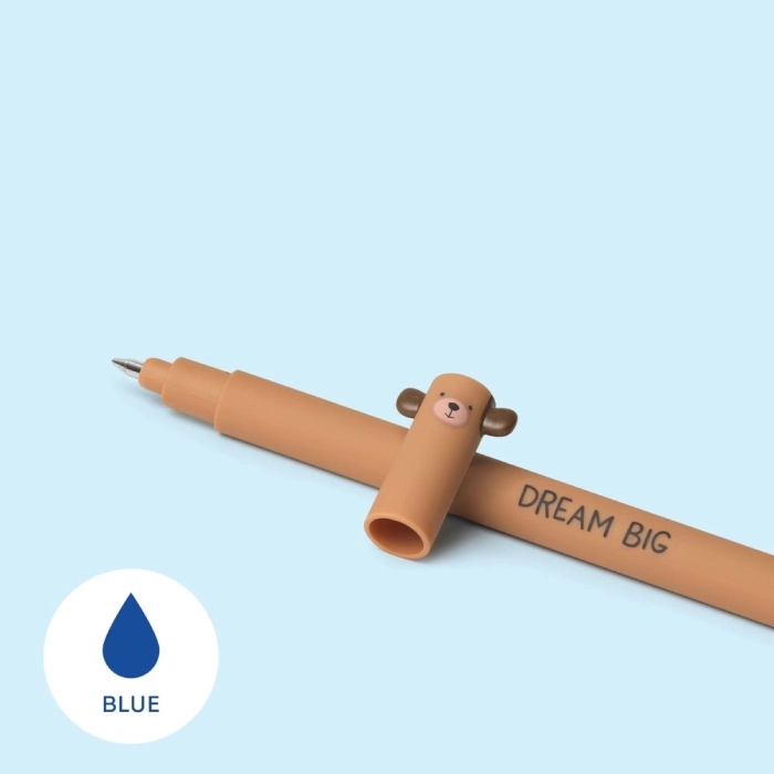 penna gel cancellabile orsetto - inchiostro blu ricaricabile