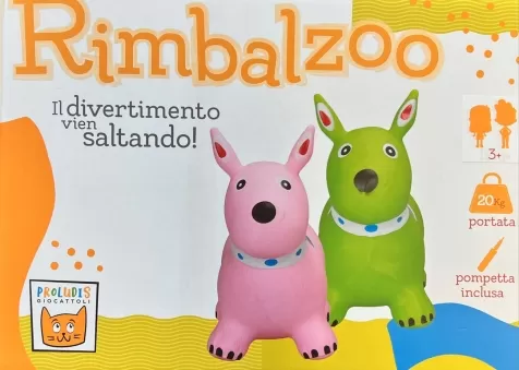 rimbalzoo - paloma il cane rosa - cavalcabile/gonfiabile con pompetta inclusa