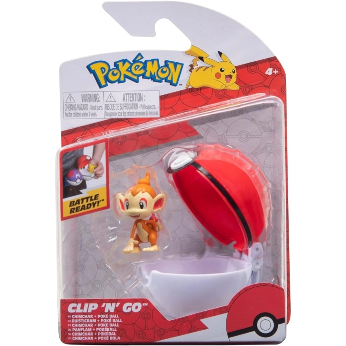 pokemon - clip n go - chimchar & poke ball