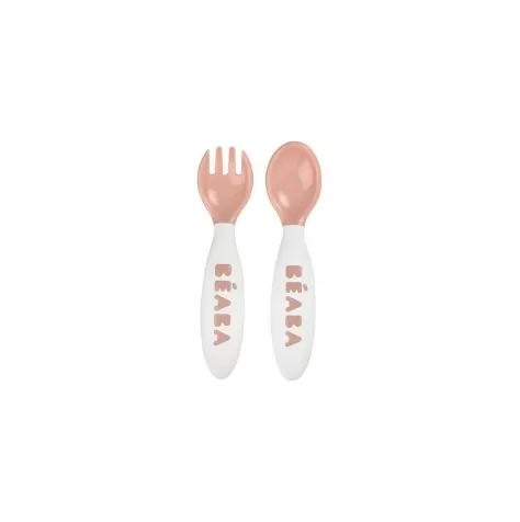 set con forchetta e cucchiaio ergonomici da apprendimento - rosa - da 8 mesi