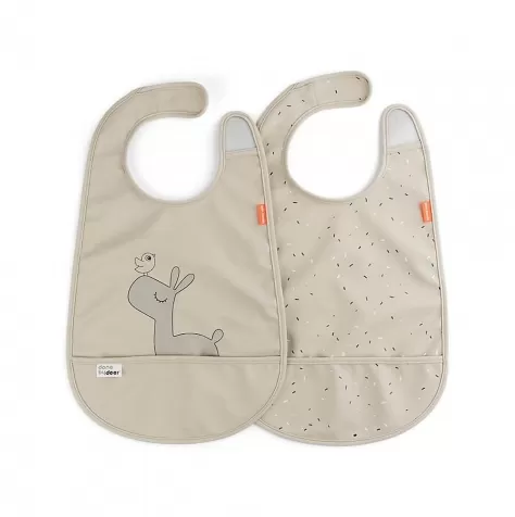 set da due bavaglini impermeabili con tasca deer friends - lalee - sabbia - certificato oeko-tex
