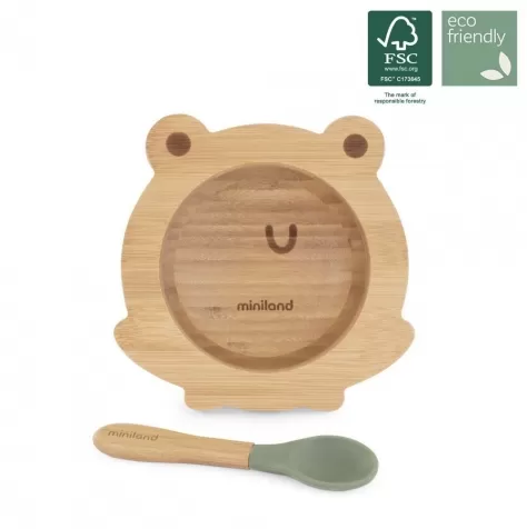 scodella in legno con cucchiaio -  wooden plate frog: 1