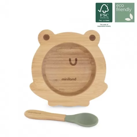 scodella in legno con cucchiaio -  wooden plate frog