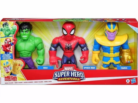 super heroes mega mighties 3 pack - hulk, thanos, spider-man: 1
