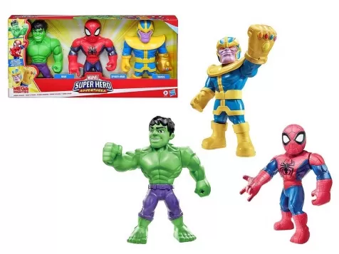 super heroes mega mighties 3 pack - hulk, thanos, spider-man: 2