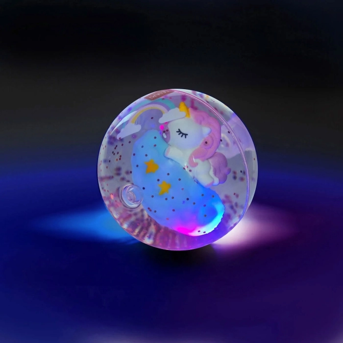 pallina rimbalzante luminosa - light-up - bouncy ball - unicorn