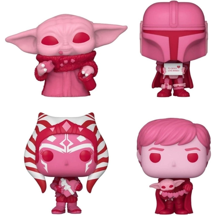 star wars: valentines - the mandalorian box 4 personaggi - funko pop