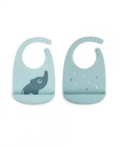 set 2 bavagli impermeabili - elphee - blu - silicone alimentare - con tasca