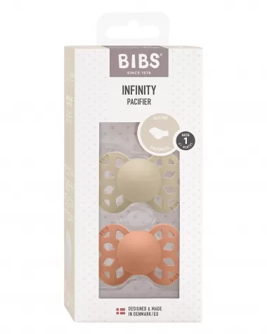 set di 2 ciucci infinity - tettarella anatomica in silicone - vaniglia/pesca - senza pba e pvc!: 1