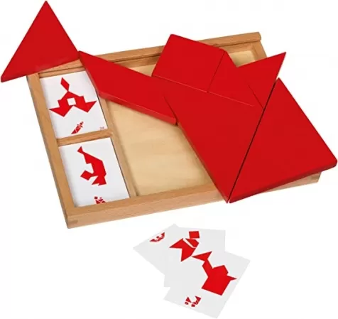tangram rosso con carte