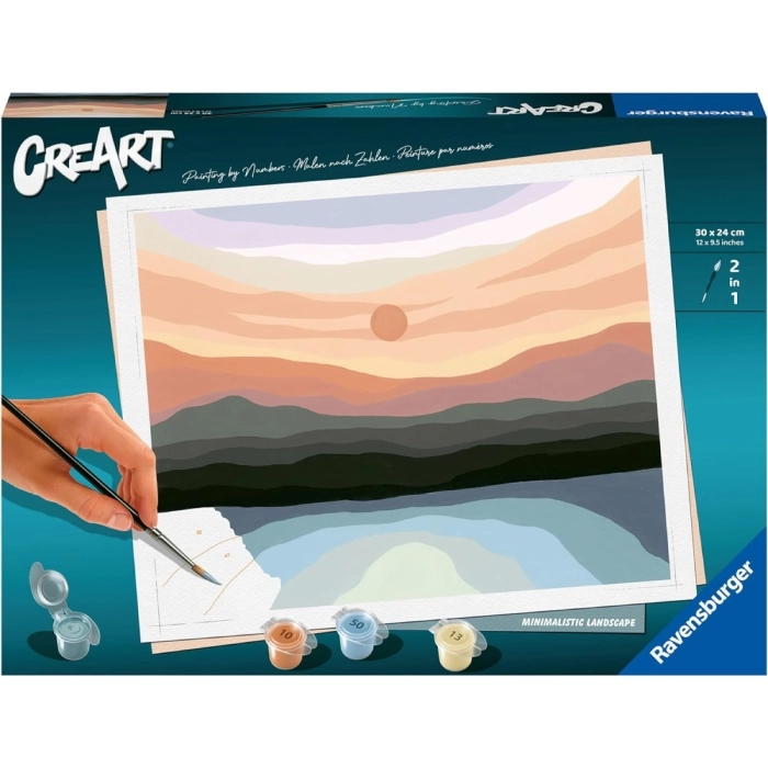 Ravensburger - CreArt Paesaggio stile minimal, Kit per Dipingere con i  Numeri, Contiene Tavola Prestampata 24x30 cm, Pennello, Colori e Accessori,  Gioco Creativo e Relax per Adulti 14+ Anni  a 23,99 €