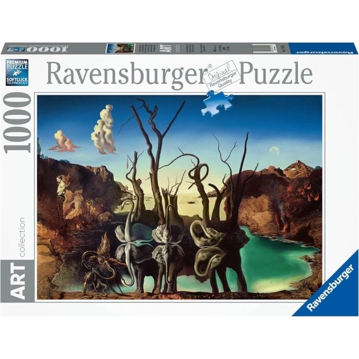 dali: swans reflecting elephants - puzzle 1000 pezzi