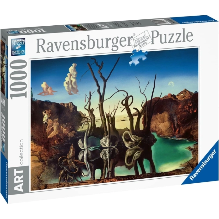 dali: swans reflecting elephants - puzzle 1000 pezzi