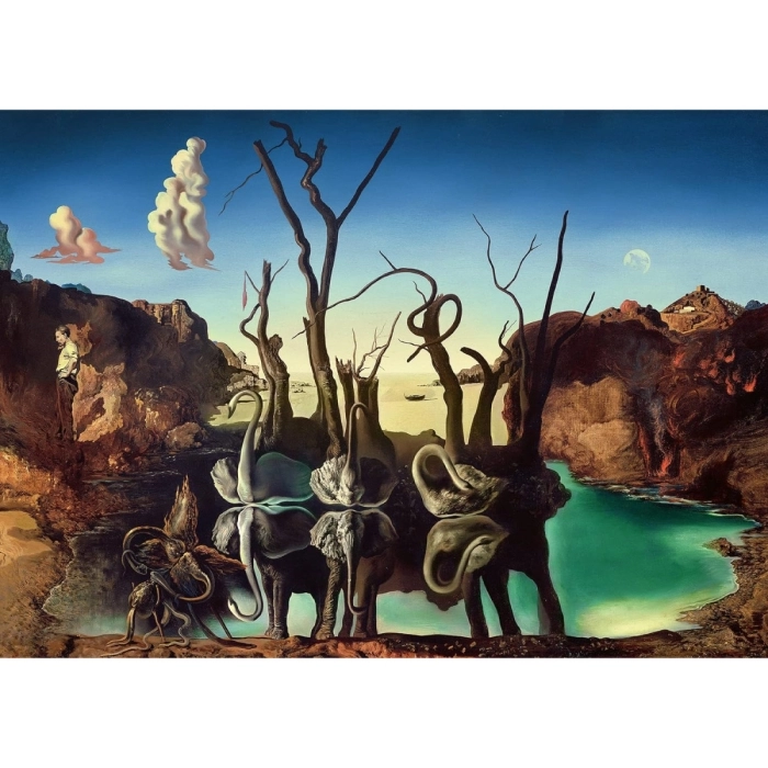 dali: swans reflecting elephants - puzzle 1000 pezzi