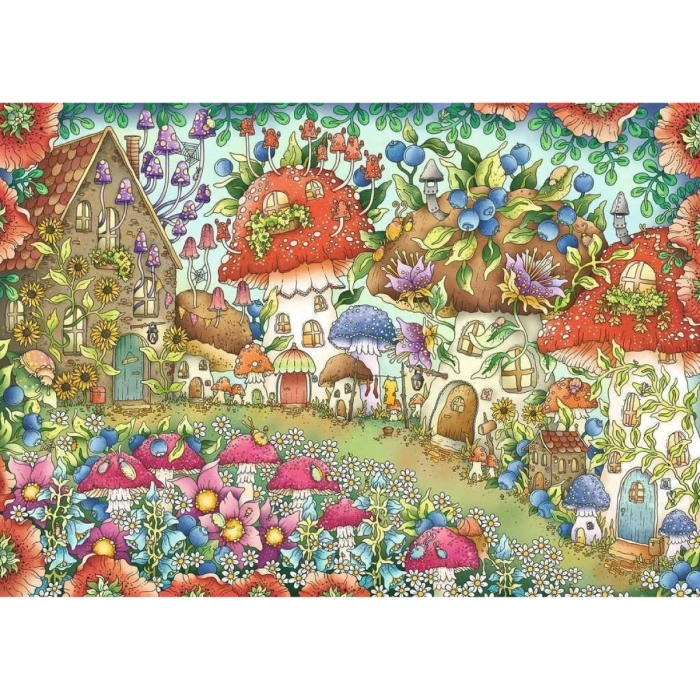 case di fiori e funghi - puzzle 1000 pezzi