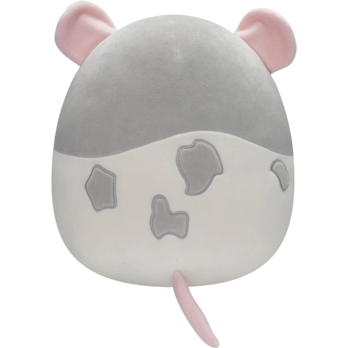 squishmallows - rusty grey & white rat - peluche 30cm