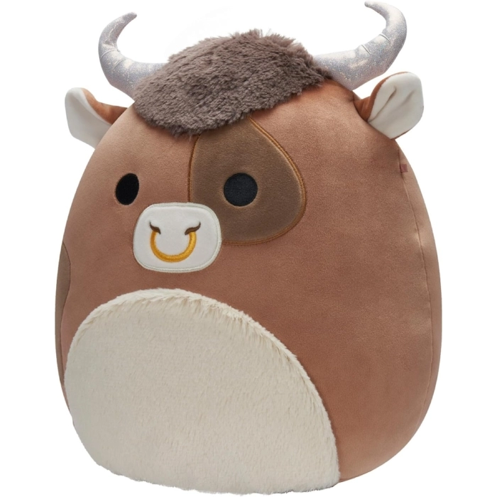 squishmallows - shep brown spotted bull - peluche 30cm