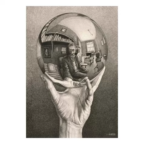 hand with reflecting sphere - novo art series - puzzle 1000 pezzi