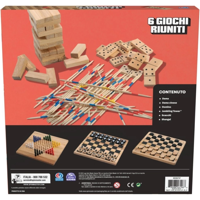 6 giochi riuniti in legno